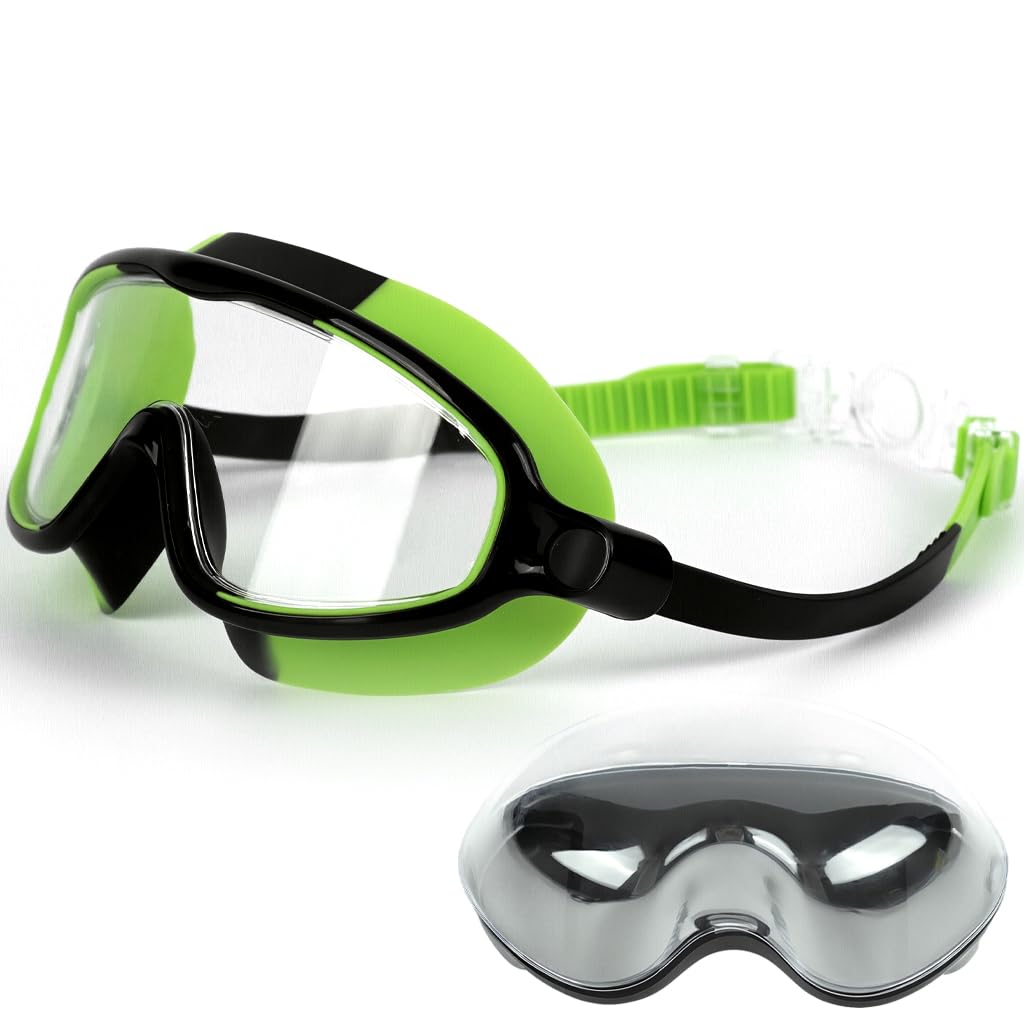 Zibuyu Swimming Goggles for Kids Ages 6–14 with Wide View and Anti-Fog UV Protection | Adjustable Silicone Frame