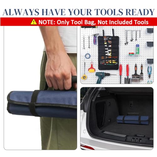 Serplex® Roll Up Tool Bag Large Storage Waterproof 600D Oxford Zipper Pouches Portable Organizer Pouch No Tools Included 3 PCS
