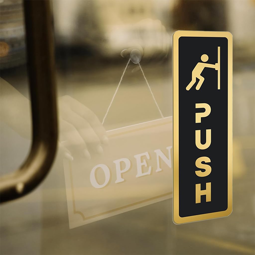 HASTHIP Push Pull Door Sign for Glass Doors featuring 3M Self Adhesive and 6.5 in Acrylic Design
