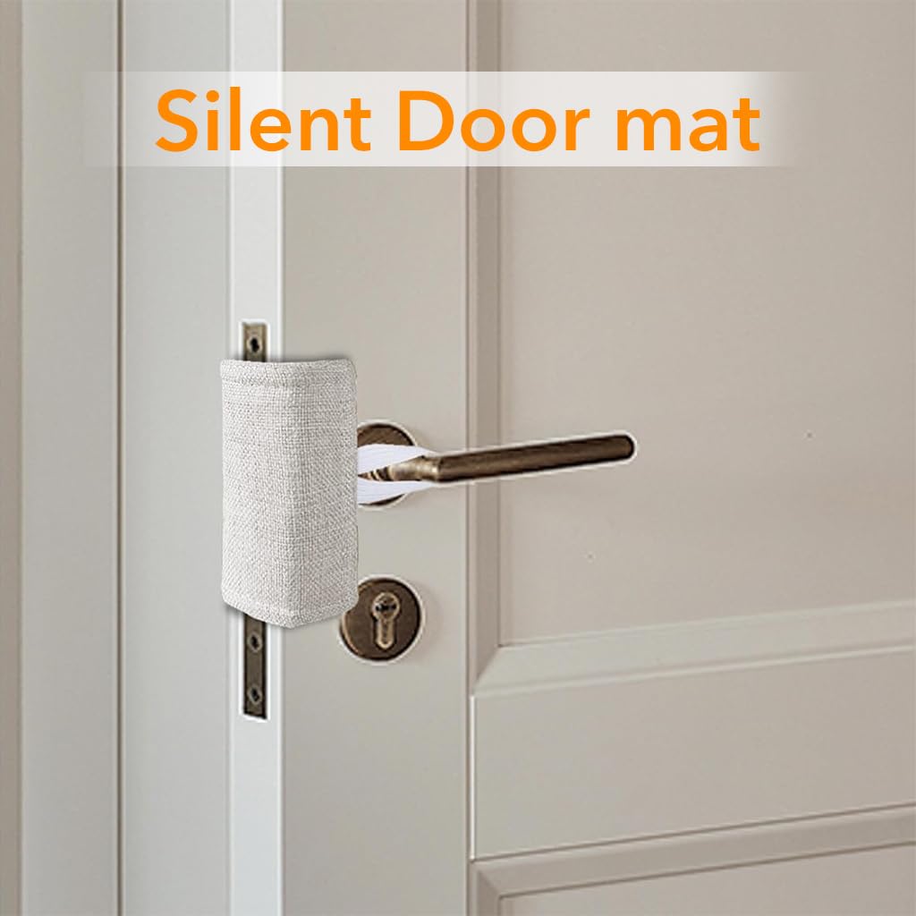 HASTHIP Door Silencer for Nursery and Light Sleepers featuring Elastic Loops 3 Packs 4x3 in | Cotton Linen Quiet Latch Cover
