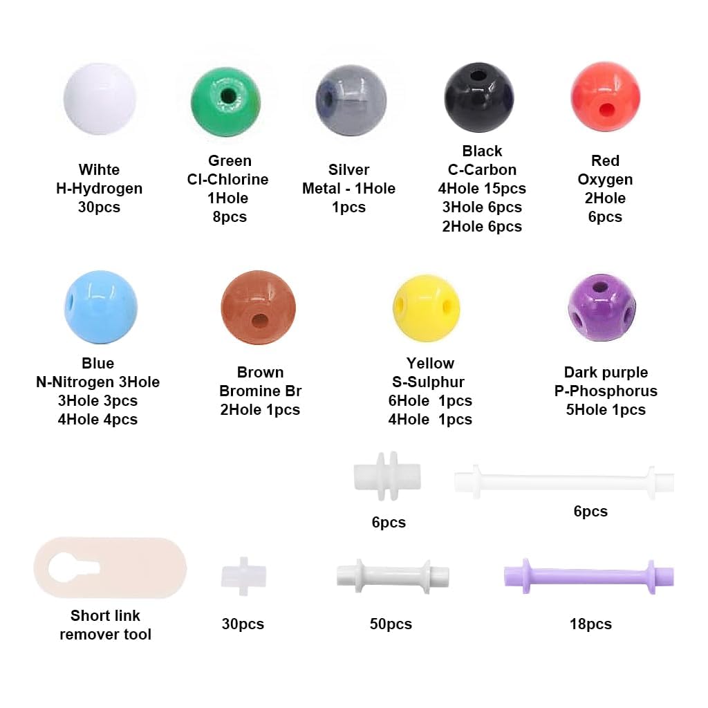 PATPAT Chemistry Molecular Model Kit for Teaching with 189 pcs Ball and Stick Set | Kids Learning