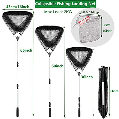 Proberos® Foldable 66 inch Telescopic Portable Fishing Landing Net with Aluminum Alloy Handle 3 PCS