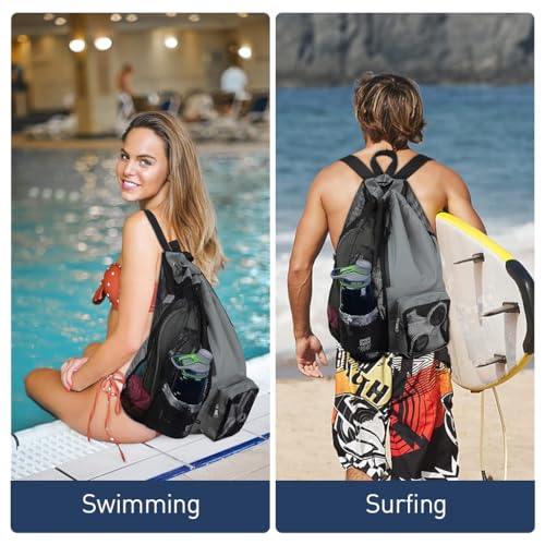 Proberos Gym Bag for Men Women, Drawstring Backpack Lightweight Fitness Bag Mesh Backpack Beach Bag, Drawstring Sports Bag, Swimming Equipment Bag, Gym bag Rucksack Backpack With Zip Pocket