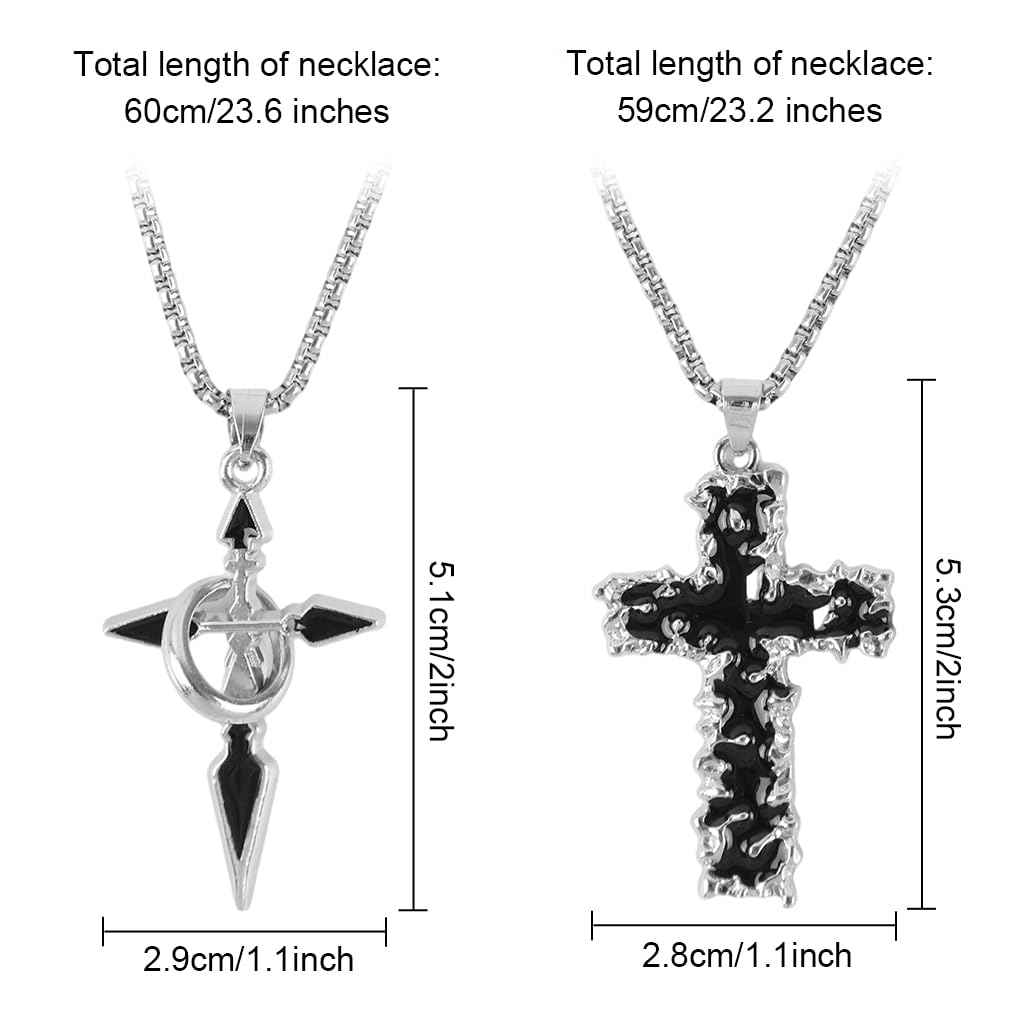 PROBEROS Necklace for Men and Women with Dual Cross Pendants in Silver and Black | Stainless Steel Gift Accessory