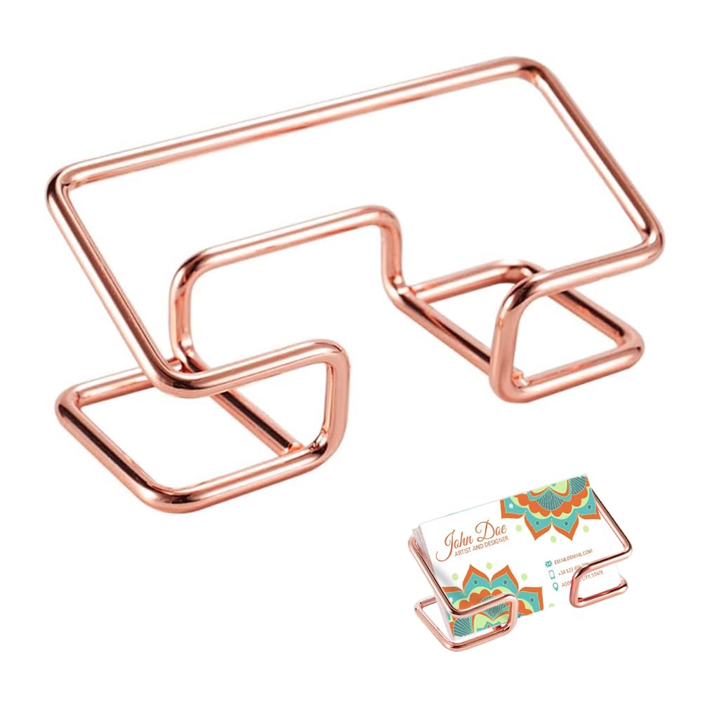 Climberty® 1Pcs Visiting Card Holder for Men, Business Card Holder for Desk, Business Card Holder Display Stand, Modern Business Card Organizer, Desktop Business Card Holders (Rose Gold)