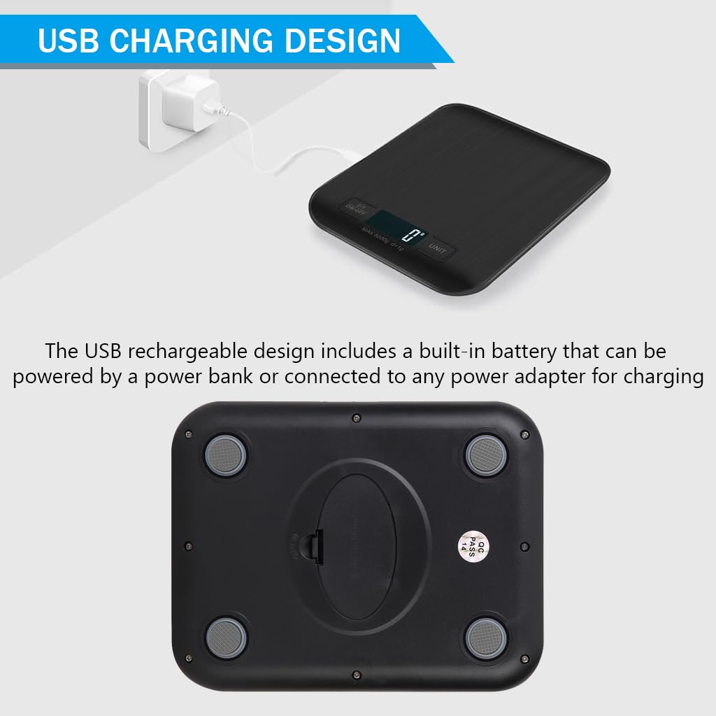Supvox LCD Kitchen Scale for Baking and Cooking with 10kg 1g Precision and USB Rechargeable Design