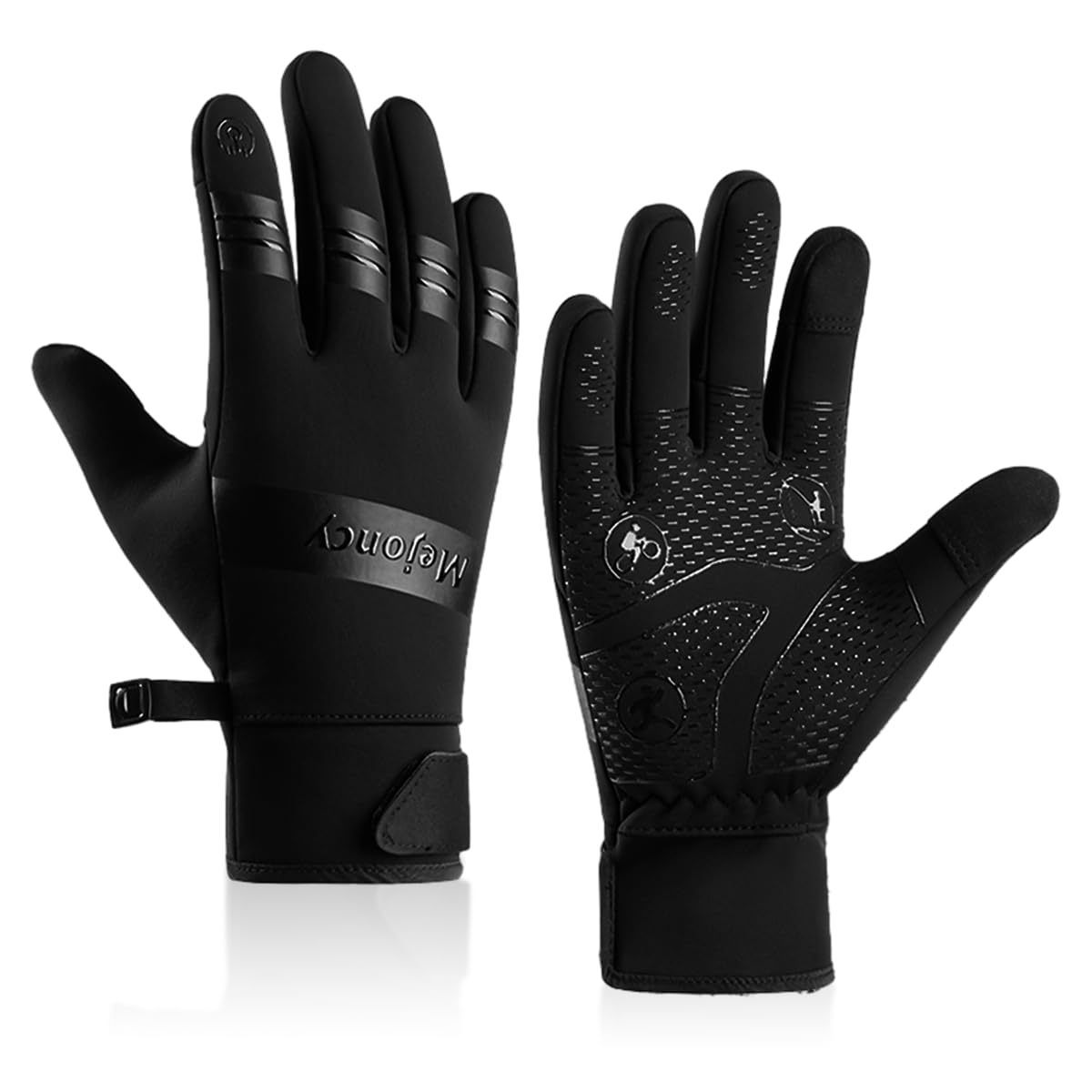 PALAY® Silicone Winter Gloves For Men Women, Warm Windproof Coldproof Touchscreen Riding Gloves, Bike Gloves For Walking Snowboarding Hiking Cycling Outdoor, Xl, Black