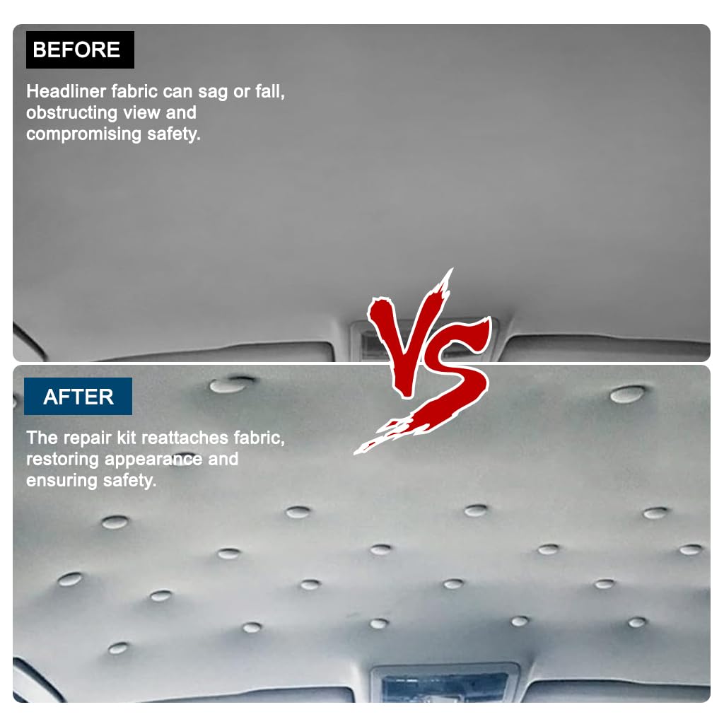 STHIRA Car Roof Headliner Repair Kit for Sagging Ceilings with 262 pcs Rivets and Pushpins | Includes Screwdriver