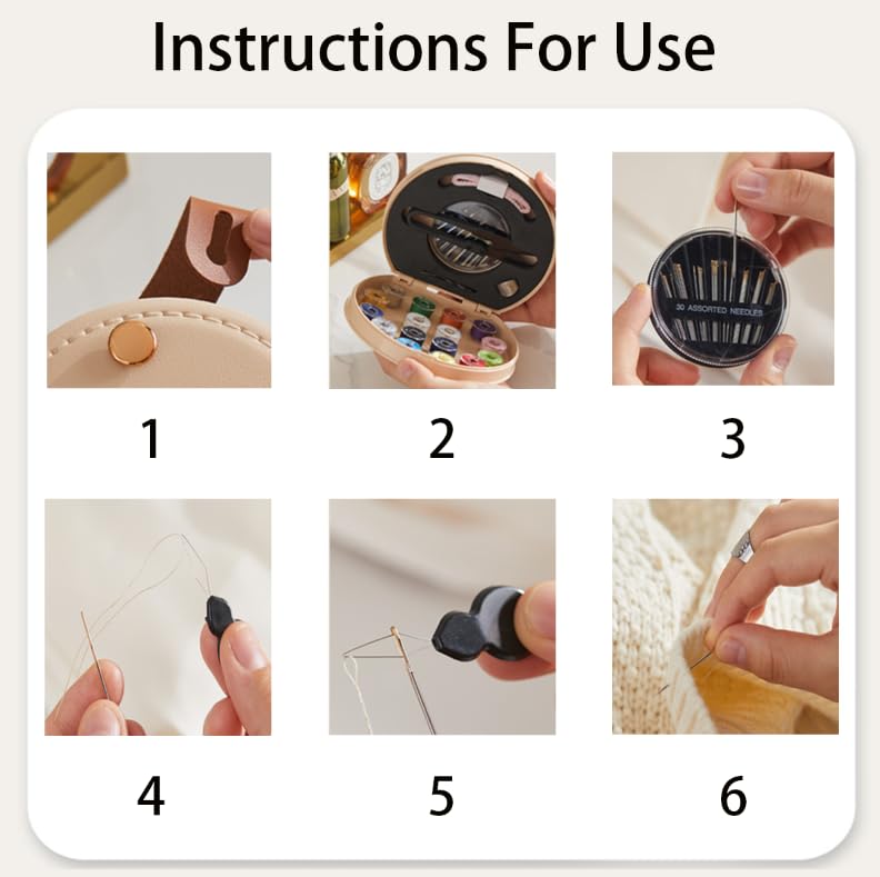 ZIBUYU Mini Portable Sewing Kit for Travel and Daily Repairs with Organizer Case | Compact Sewing Box Featuring Pincushion and Threads