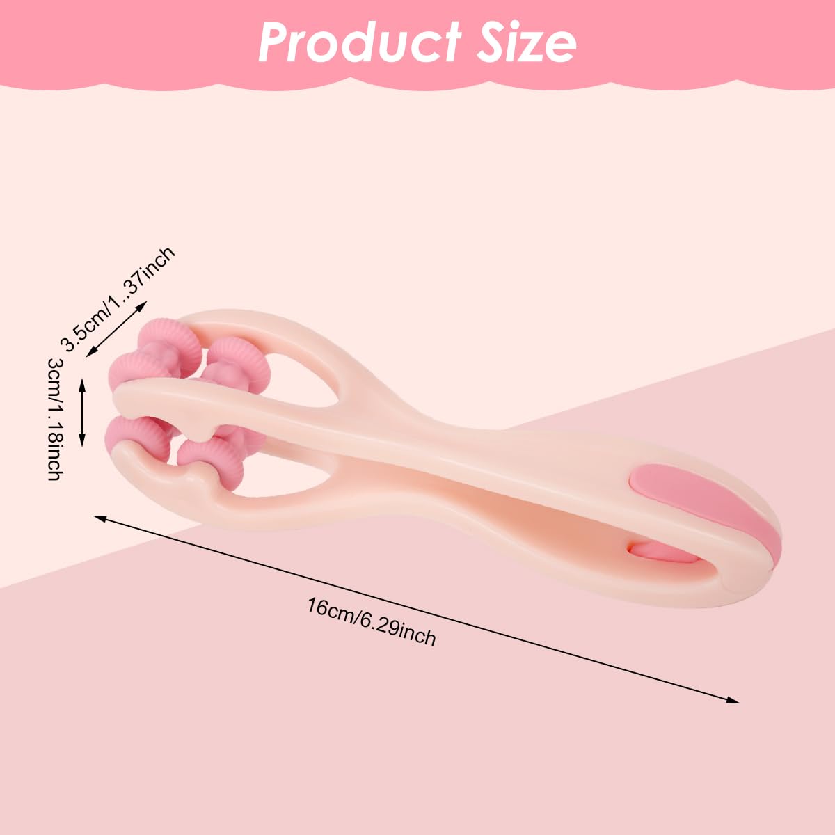 HANNEA Finger Acupressure Roller Massager for Stress Relief with Dual Row Design | Pink