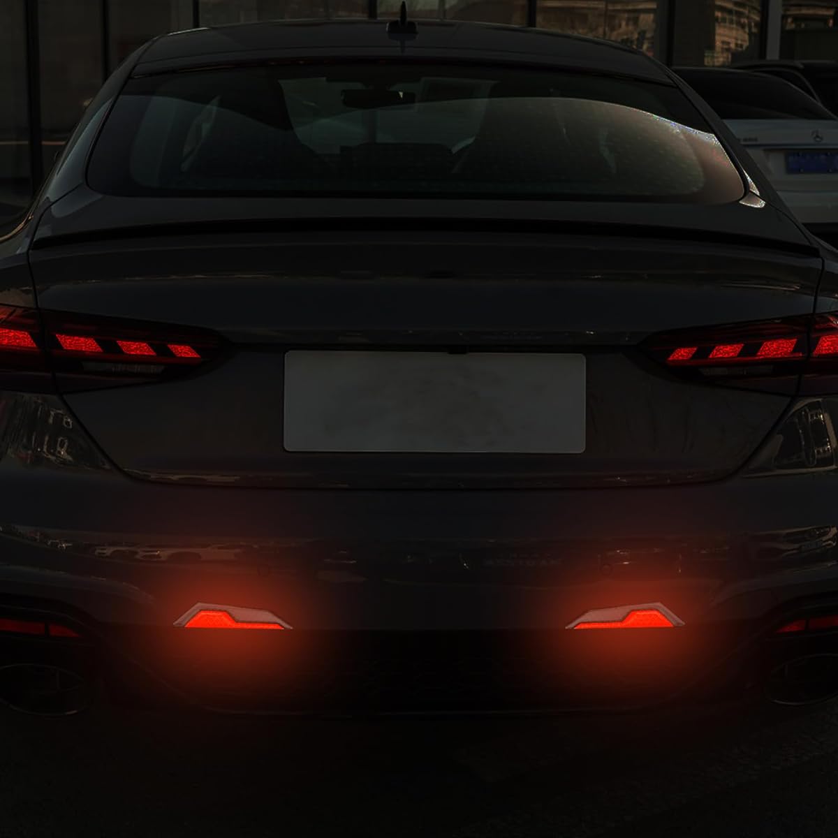 STHIRA Car Bumper Protector Guard 4Pcs for Anti Collision with Self Adhesive Design | Red Reflective Geometric Stickers