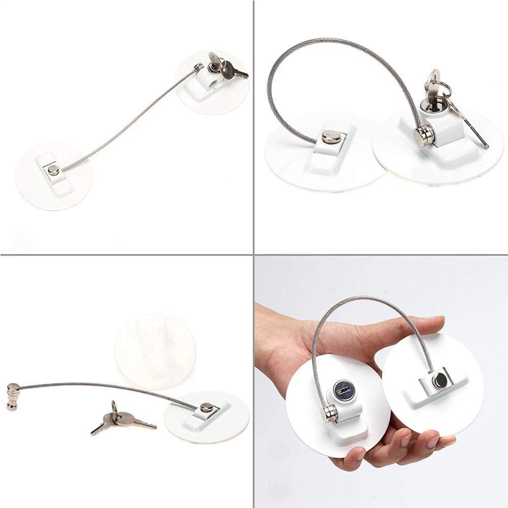 ZIBUYU Refrigerator Key Lock for Home and Office Safety with 20cm Adjustable Cable featuring Zinc Alloy Body and 304 Stainless Steel Core