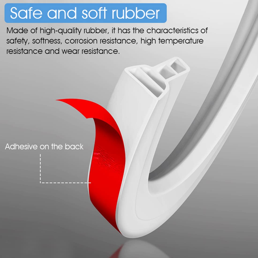 HASTHIP Shower Water Barrier for Wet and Dry Separation with Self Adhesive Design 39.3in Rubber Threshold White