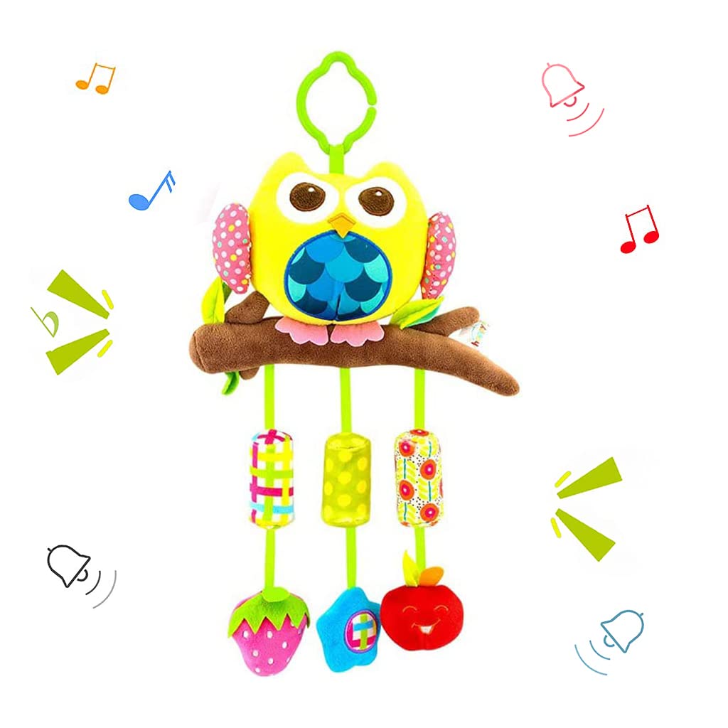 PATPAT Hanging Toy for Babies with Rattle Crinkle and Teethers | Soft Plush Elephant 0–12M