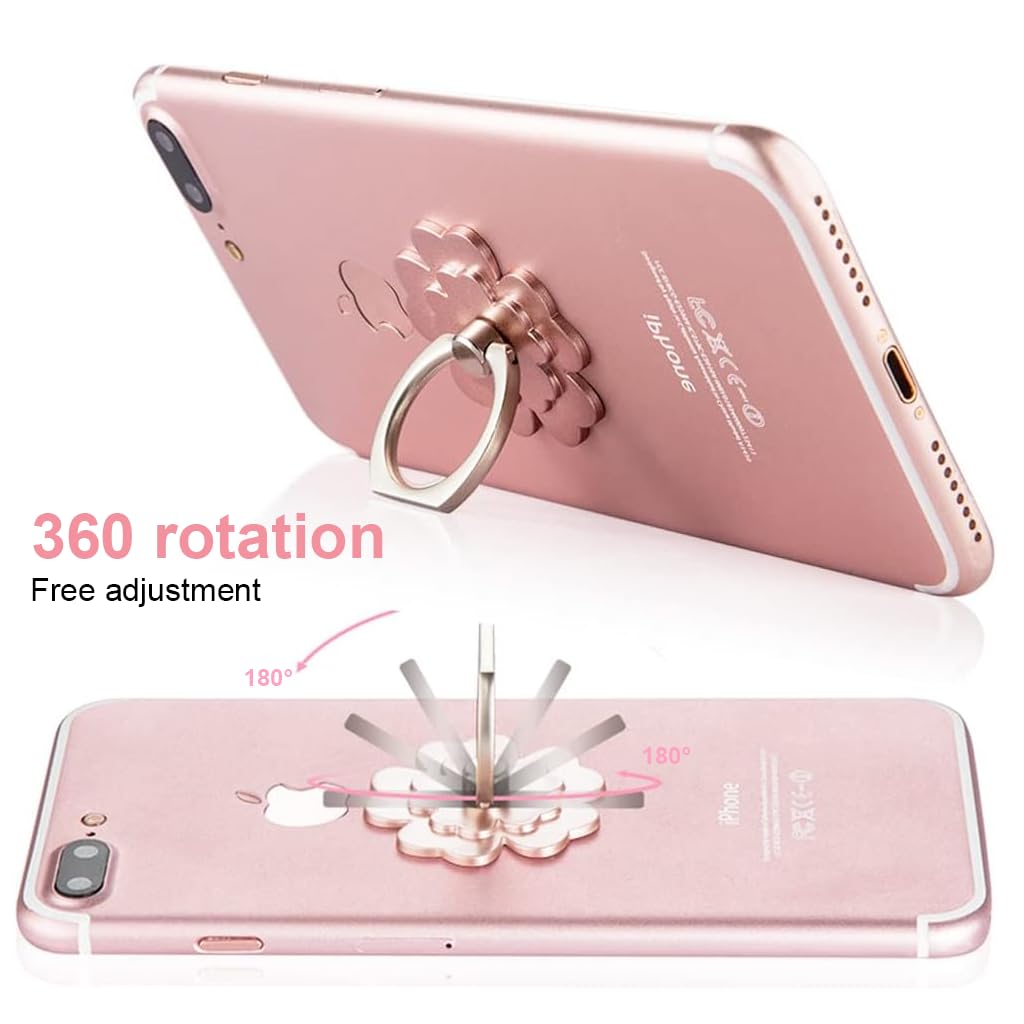 ZORBES Metal Phone Ring Stand Grip 4 Pack with 360° Rotation and Four Leaf Clover Design