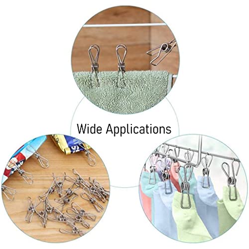 HASTHIP® 20Pcs Clothes Clips, Stainless Steel Clips for Clothes, Multipurpose Sturdy Clothes Pins for Socks Towel Bag Scarfs Hang Drying Rack Tool, Laundry Kitchen Cord Wire Line Clothespins Pegs