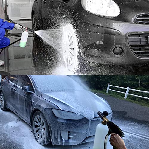 HASTHIP® Car Pressure Washer Gun with 5 Pressure Nozzle Tips and Adjustable Foam Cannon 1 Liter Bottle Snow Foam Lance, Brass Thread With 1/4