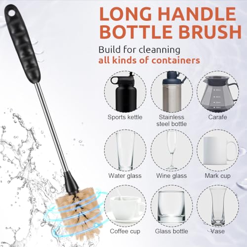 HASTHIP® 6PCS Bottle Brush Set with Straw Cleaner for Water Baby Bottles Ergonomic Handles Gentle Bristles Long Short Handle Cleaning Deep Feeding