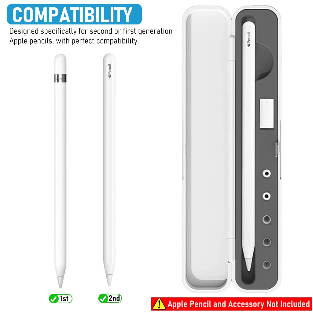 ZORBES Carrying Case for Apple Pencil 1st & 2nd Gen featuring 190×19.5×33mm ABS Shell | Grey Organizer Box with Silicone Storage and Non Slip Base