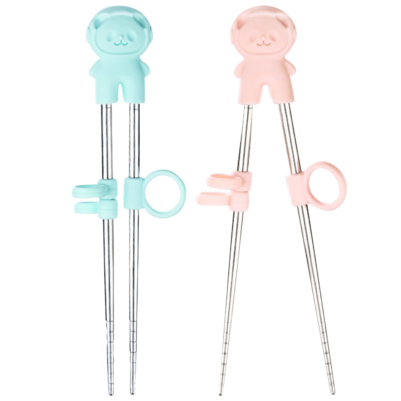 Supvox® 2 Pairs Training Chopsticks with Case, Stainless Steel Reusable Metal Learning Chopstick Helper