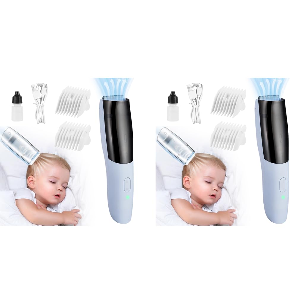 HANNEA Baby Hair Trimmer with 24‑Teeth Ceramic Blade and 2 Speeds | Quiet Vacuum IPX7 Cordless Grooming Kit