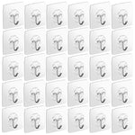 HASTHIP® 30 Pack Wall Hooks Strong Acrylic Backing Glue Wall Hooks Self-Adhesive Wall Hooks for Bathroom, Kitchen Waterproof Ultra Adhesive Wall Hooks (Clear)