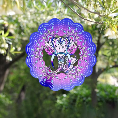 HASTHIP Rotation Garden Decoration Hanging Ornament 12 Inches Shining  Dazzling  Anti-bird Reflective Garden Decoration Double Side Glare Bird Scare Reflective Wind Ornament