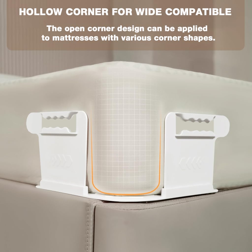 HASTHIP Fitted Sheet Fasteners Set for Mattress Corners with Curved Strip Clamp | Pack of 4