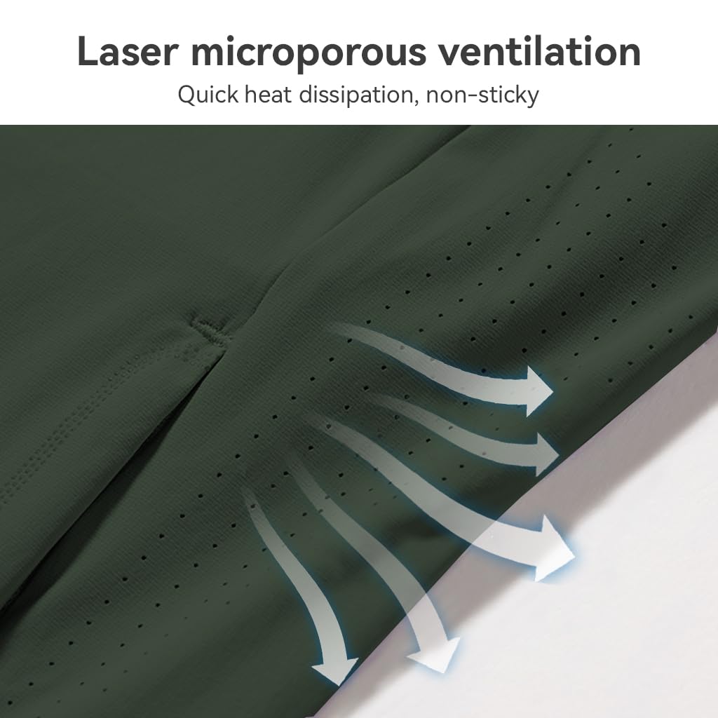 Venzina Men's UPF 50+ Sun Hoodie Jacket for Outdoor Use with 4-Way Stretch Mesh | Dark Green