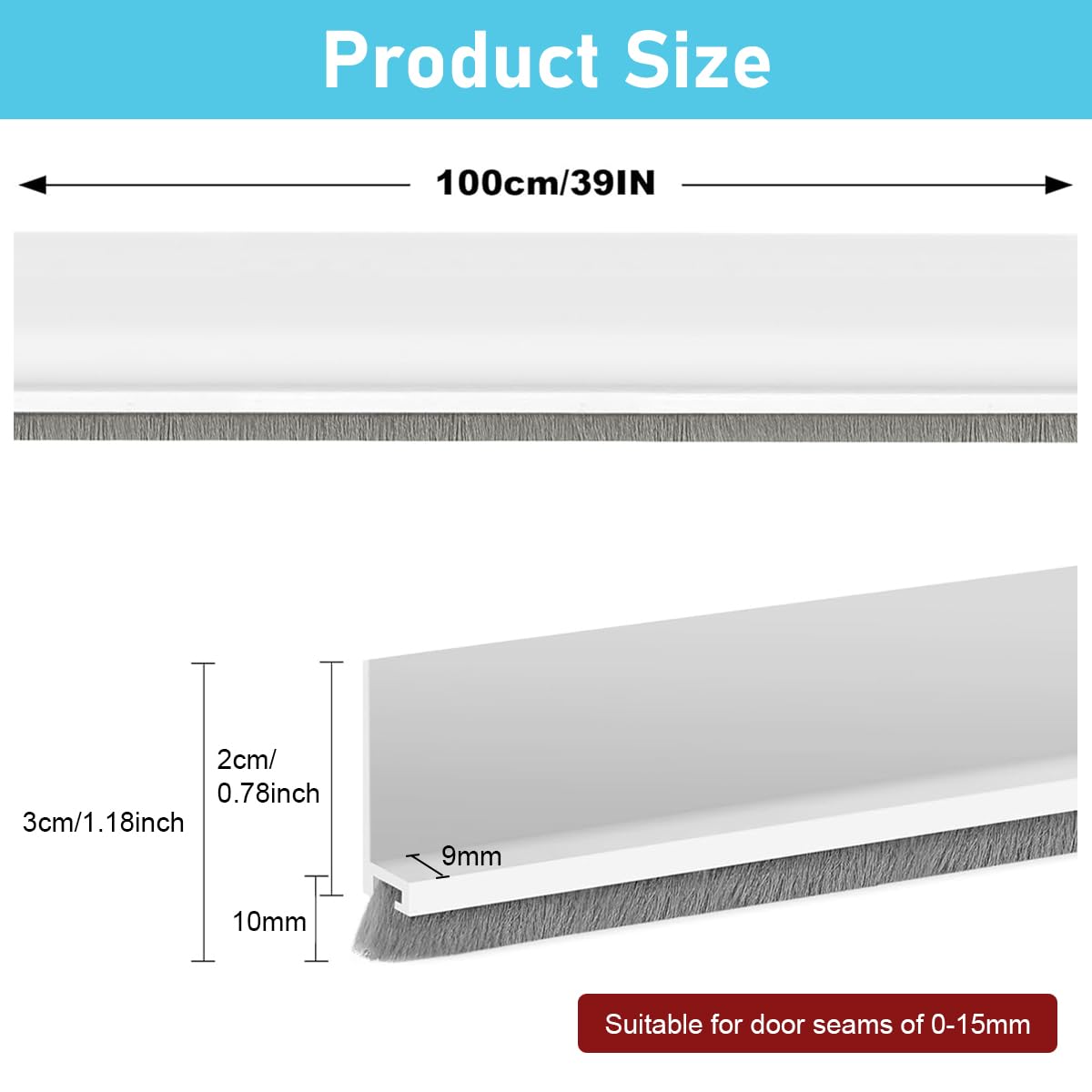 HASTHIP Under Door Draft Stopper for Door Bottom 39 in | Self Adhesive Brush Seal Strip