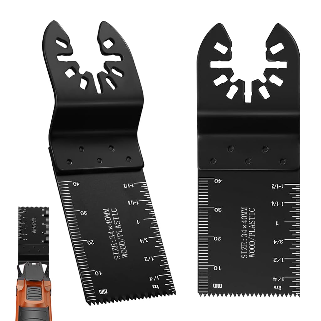 Serplex® 2Pcs Cutting Blades Tool for Power Drill Cutting Blades Tool Attachment with Scales for Power Drill Quick Release Oscillating Multitool Carboon Steel Saw Blades for Wood, Plastic, Soft Metal