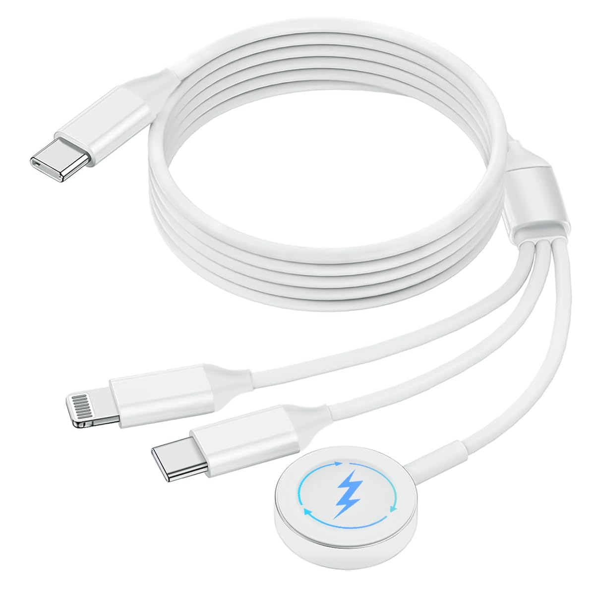 Verilux for Apple Watch Charger, 3 in 1 iWatch Charger PD 60W Fast Charging Cable Compatible with iWatch Series 9/SE/8/7/6/5/4/3/2/1 & for iPhone 15/14/13/12 Series/AirPods & iPad, 6ft/1.8m