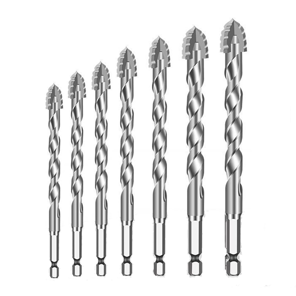 Serplex Masonry Drill Bit Set for Concrete and Tile 7 Piece 3–12mm with Carbide Tips
