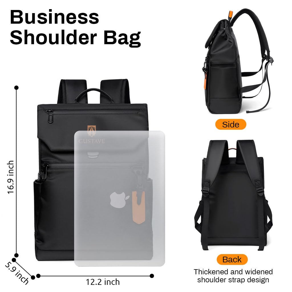 GUSTAVE Laptop Backpack for Men with Waterproof Oxford Cloth and Multi Pockets | 15.6 Inch