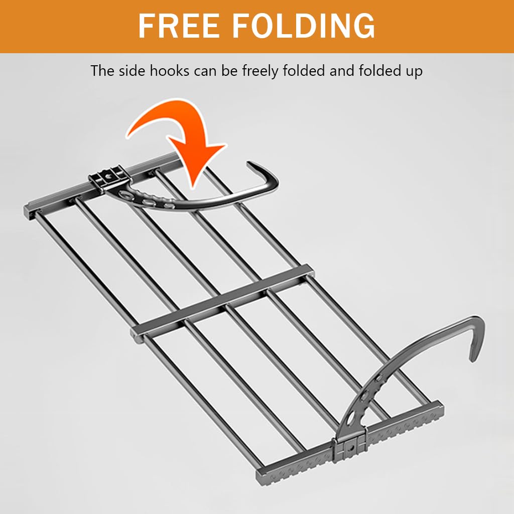 HASTHIP Retractable Cloth Drying Stand for Balcony and Bathroom with 38–55cm Adjustable Design featuring Carbon Steel Construction | Space Saving Laundry Rack