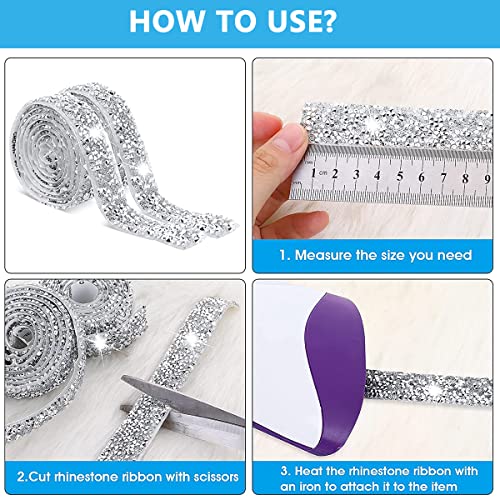 MAYCREATE® 4 Rolls Self Adhesive Bling Rhinestone Strips Diamond Ribbon Glitter Resin Belt Sparkling Stickers Wrap Crystal for Wall Decoration DIY Arts Crafts 3PCS