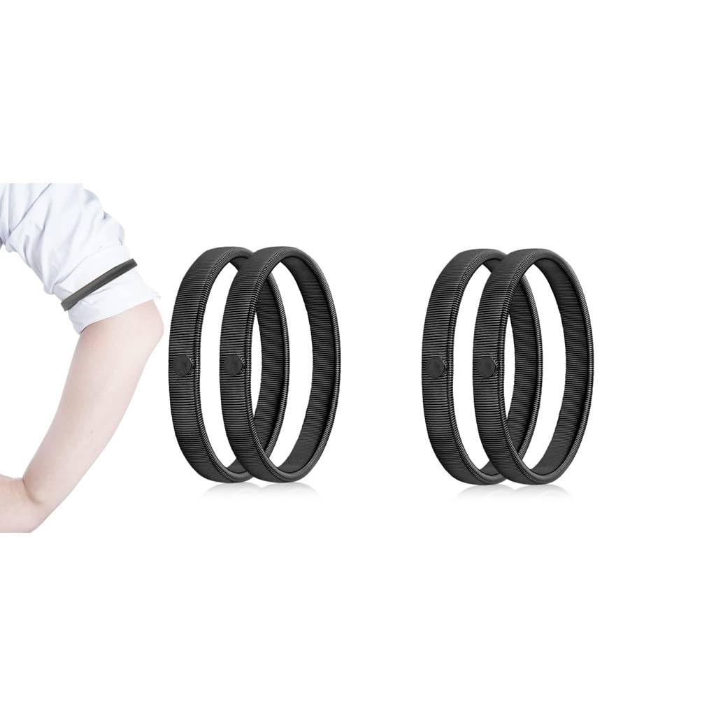 GUSTAVE Shirt Sleeve Garters for Men and Women with Stretchy Metal Band Black 2 pcs