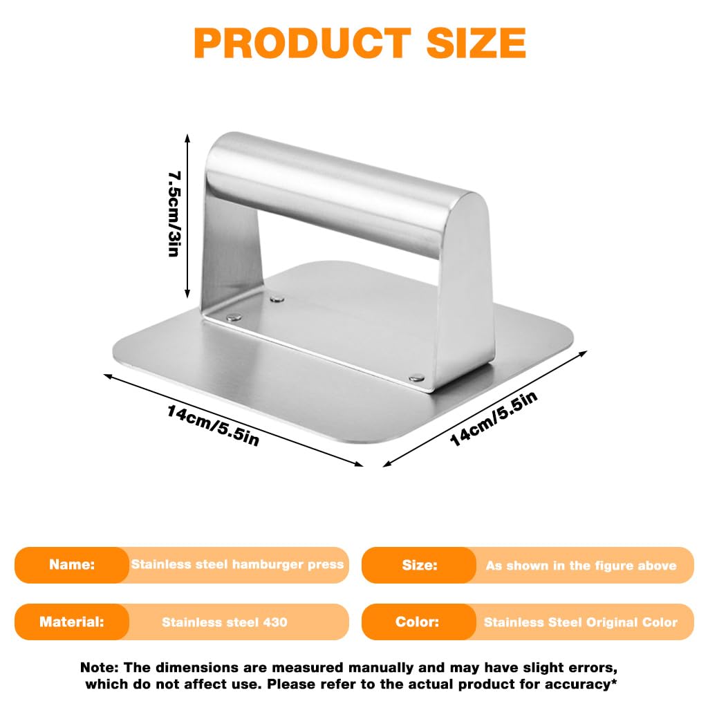 Supvox Burger Press for Homemade Patties featuring 14×7.5 cm Square Plate and Ergonomic Handle