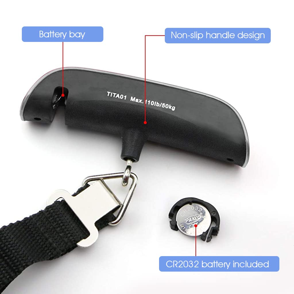 ZIBUYU Weighing Scale for Luggage with LCD Backlit Display and Tare Function 110lb Capacity