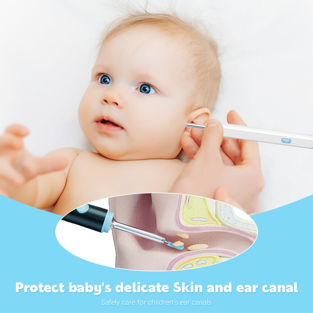 HANNEA Ear Cleaner Tool Silicone Tips for Visual Endoscope 12x3.5 mm with 40 Replacements | Soft Safe Ear Wax Removal Accessories