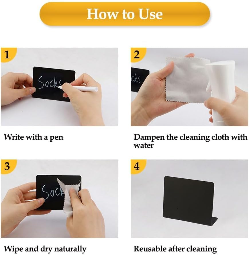 Climberty® 36PCS Reuseable Price Display Stands 4 x 3 Chalkboard Stand for Displaying Dish Name with White Marker Wipe Cloth Versatile Small Stand Buffet Party Bakery