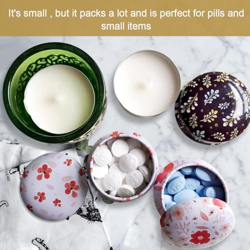 MAYCREATE® 12PCS Candy Tins Colorful Marble Metal Tin with Lid, Empty Round Metal Storage Cans Jars Containers Travel Storage Tins for Candy Cookie Lip Balm DIY Candles Cosmetics Ointment, Style B