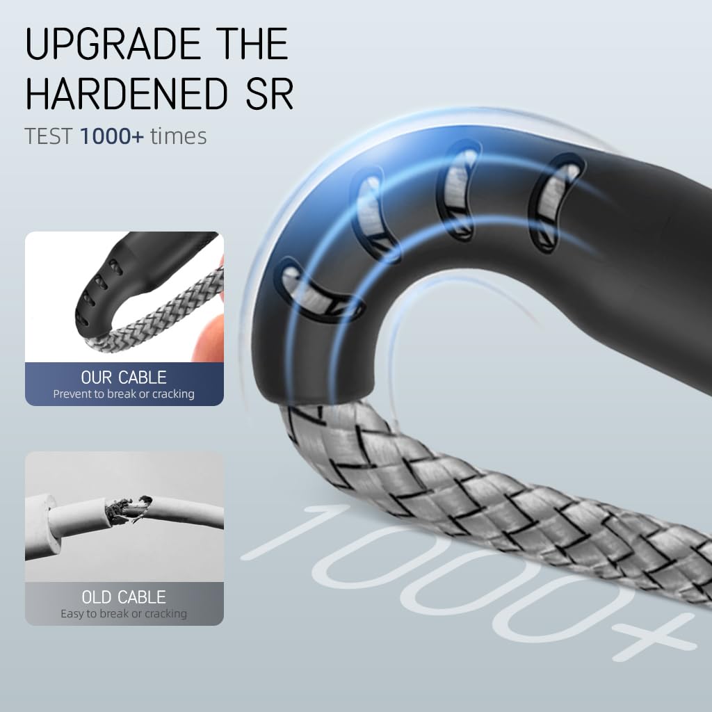 Verilux Micro USB Cable 10ft 3m for Fast Charging and Data Sync featuring Nylon Braid