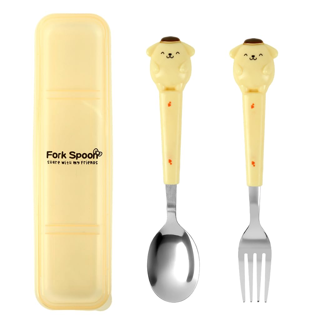 Supvox Cute Spoon and Fork Combo with Storage Case for Kids Lunch Box 7.87 in Set of 2