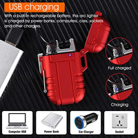 ZIBUYU® Dual Arc Plasma Lighter USB Electric Windproof Beam Arc Lighter Flameless Arc Lighter Rechargeable Electric Lighter for Camping, Hiking, Adventure, Survival Tactical Gear - Red