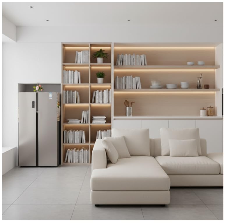 ZIBUYU Fridge Cover Top with Multi Pocket Storage for Kitchen featuring Waterproof Polyester | Dustproof Protection for Front Load Appliances