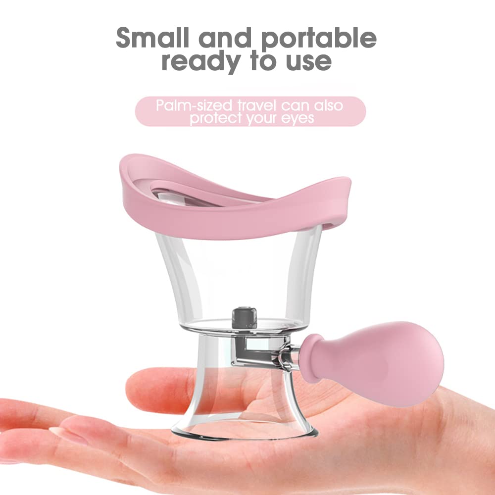 HANNEA Eye Wash Cup for Daily and Travel Use with Air Pressure Spout and Silicone Frame 2 PCS