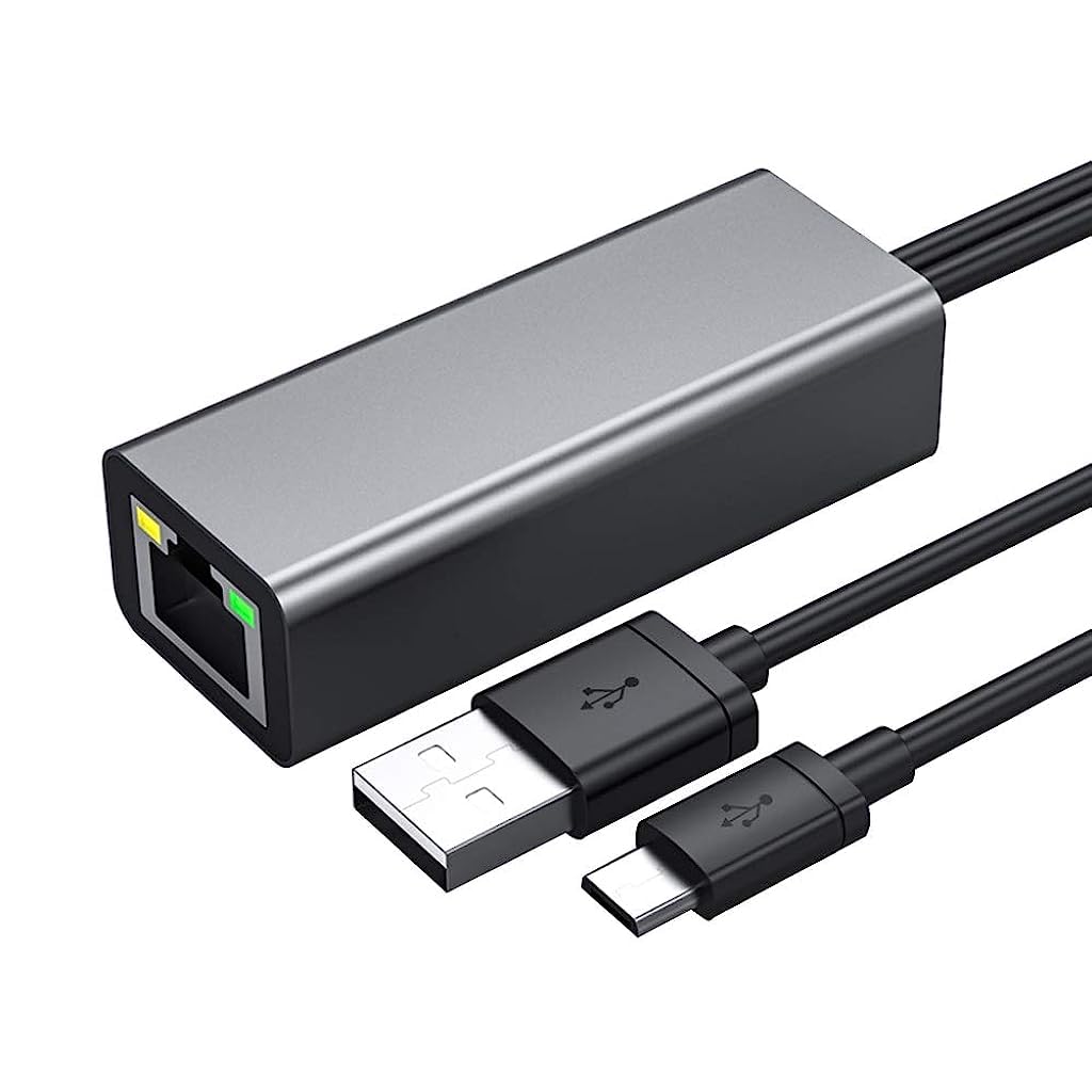 Verilux USB to Ethernet Adapter with 3.3ft Power Cable for Chromecast Ultra and Fire TV Stick