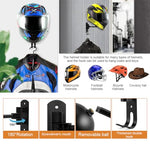 STHIRA® Motorcycle Helmet Holder Rack Wall Mount with Double Hook 180° Rotation Strong & Durable Space Aluminum Coats, Caps, Hats, Accessories Perfect for Home, Office, Garage