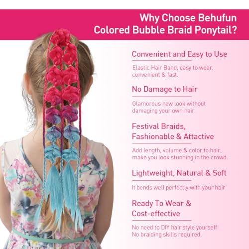 MAYCREATE Colored Hair Extensions for Women, 23.6